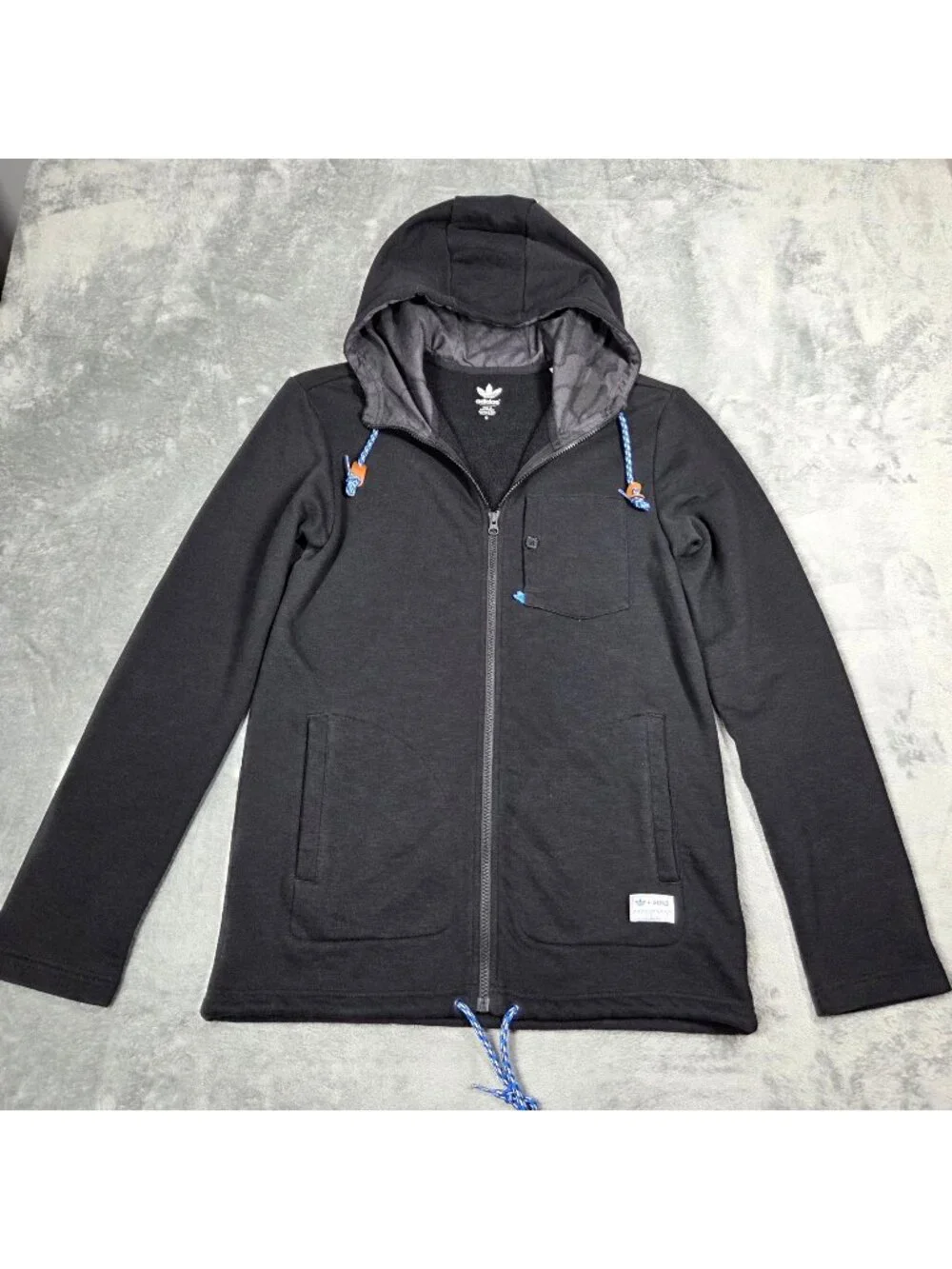 Adidas X Gonz Jacket Mens Small Black Full Zip Hoodie Skateboard Mark Gonzales